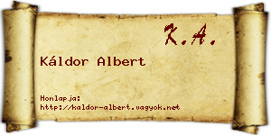Káldor Albert névjegykártya