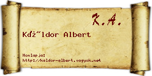 Káldor Albert névjegykártya